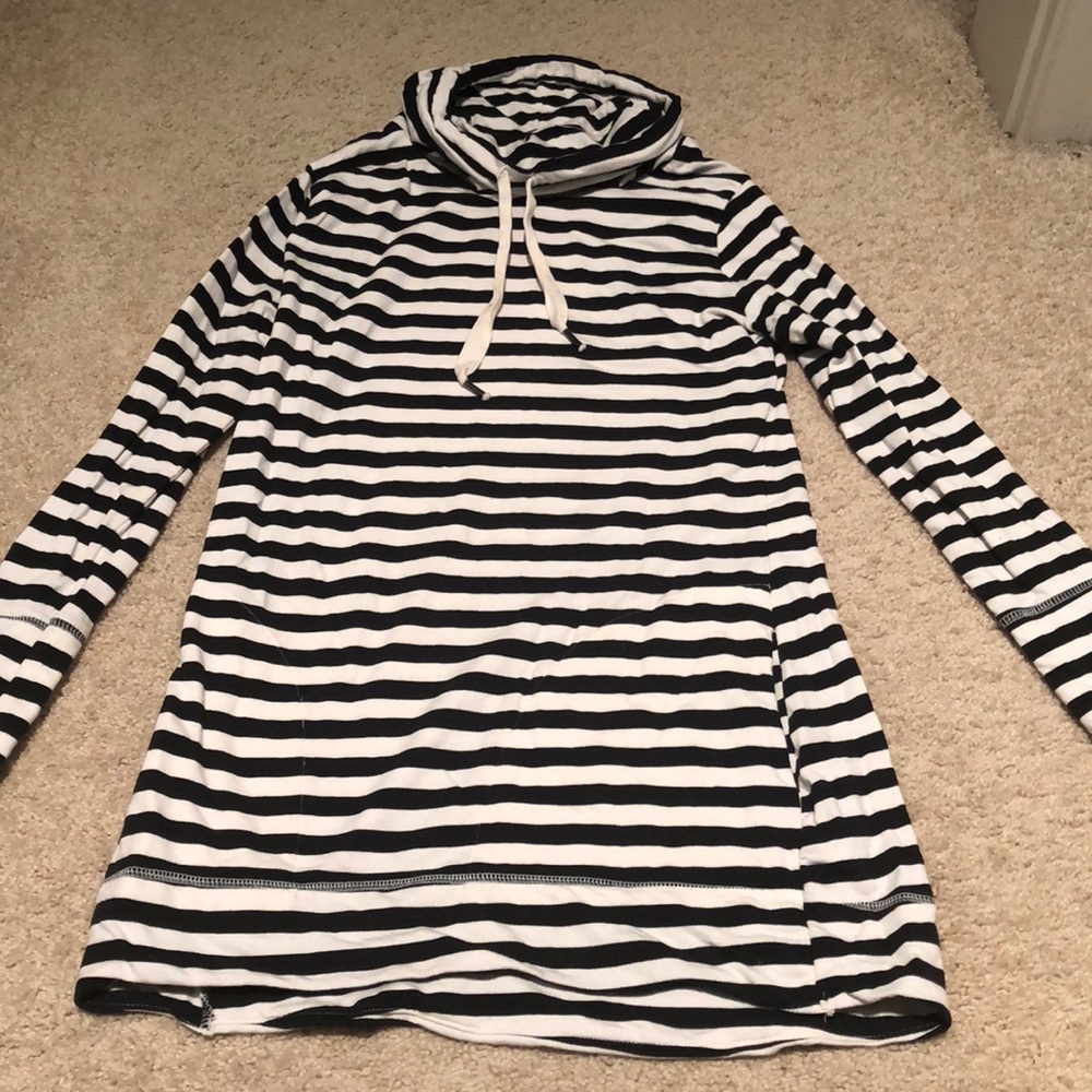 Striped cowl neck tunic